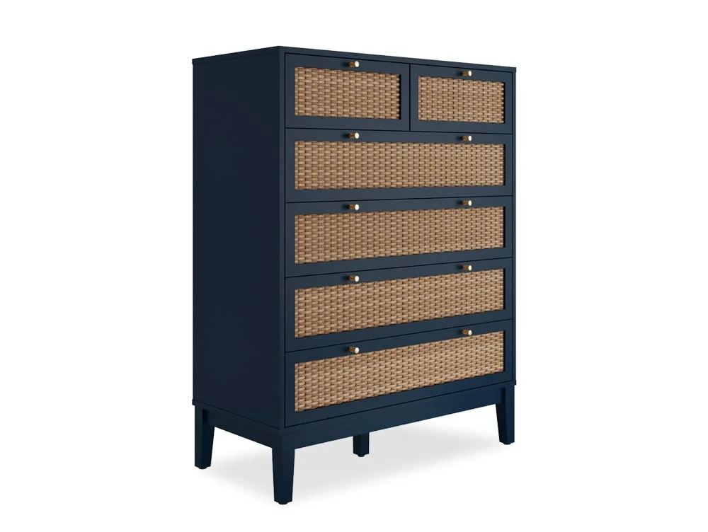 LPD LPD Bordeaux Rattan and Blue 4+2 Drawer Chest of Drawers