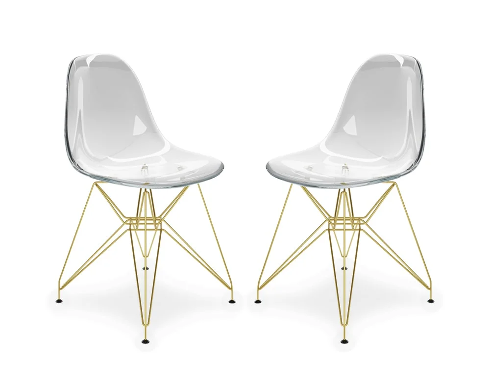 LPD LPD Coco Set of 2 Clear and Gold Dining Chairs