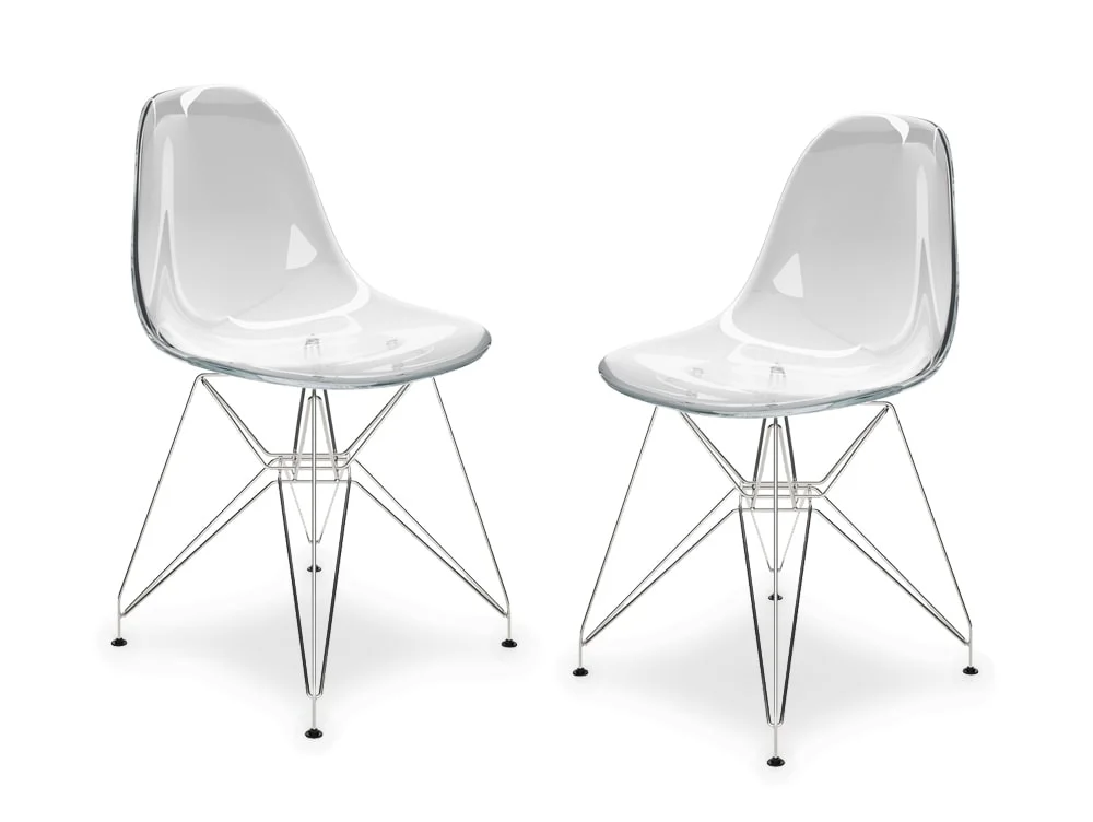 LPD LPD Coco Set of 2 Clear and Silver Dining Chairs
