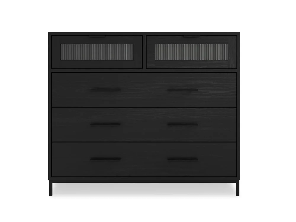 LPD LPD Edison Black Wood Effect 3+2 Drawer Chest of Drawers