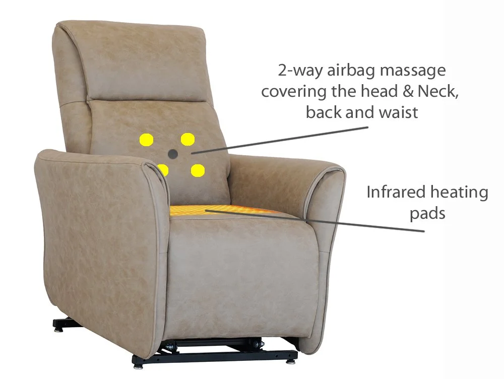 PICK4U PICK4U Richmond Dual Motor Taupe Faux Leather Riser Recliner Chair