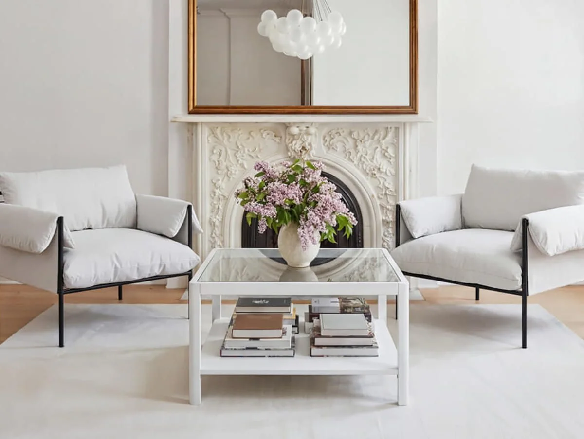 LPD LPD Ray White Glass Coffee Table