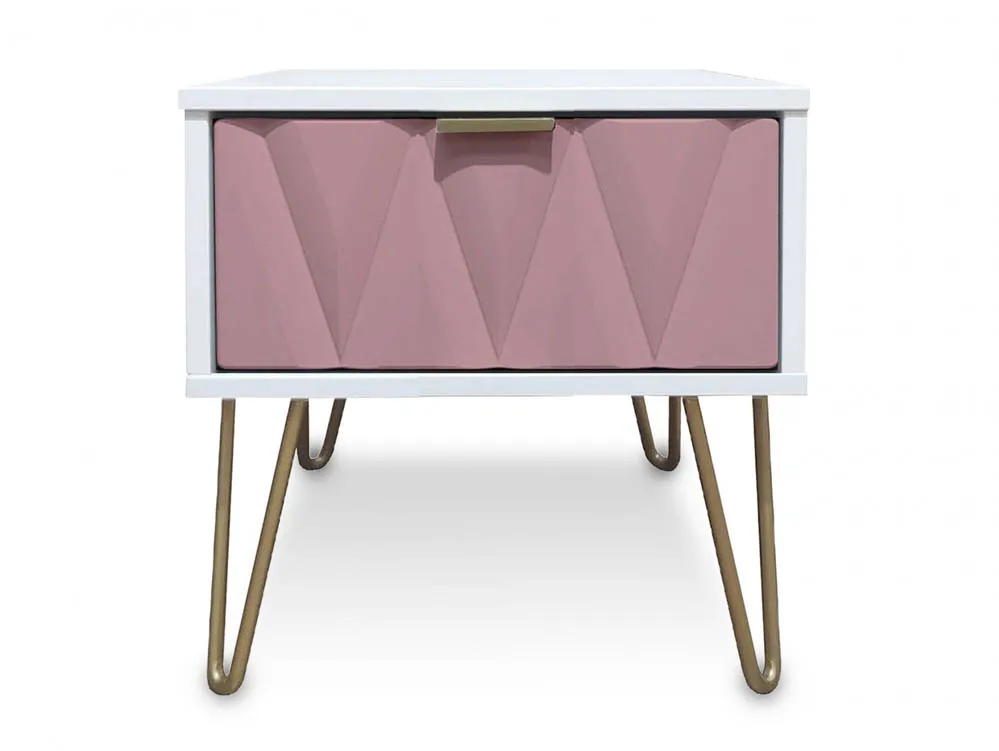 ASC ASC Diana Kobe Pink and White 1 Drawer Small Bedside Table (Assembled)