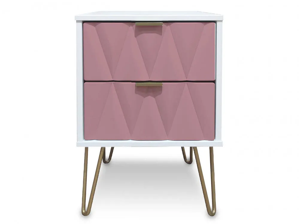 ASC ASC Diana Kobe Pink and White 2 Drawer Small Bedside Table (Assembled)