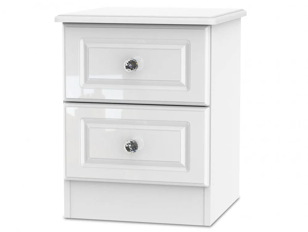 Welcome Welcome Balmoral White High Gloss 2 Drawer Small Bedside Table (Assembled)