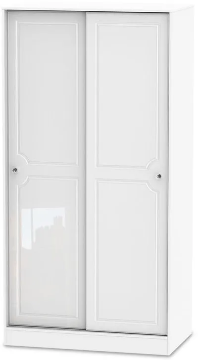 Welcome Welcome Balmoral White High Gloss Sliding Door Double Wardrobe (Part Assembled)