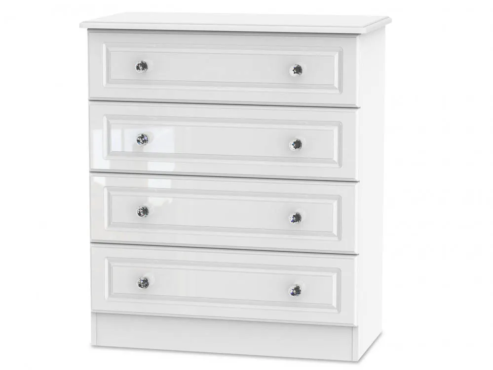 Welcome Welcome Balmoral White High Gloss 4 Drawer Chest of Drawers (Assembled)