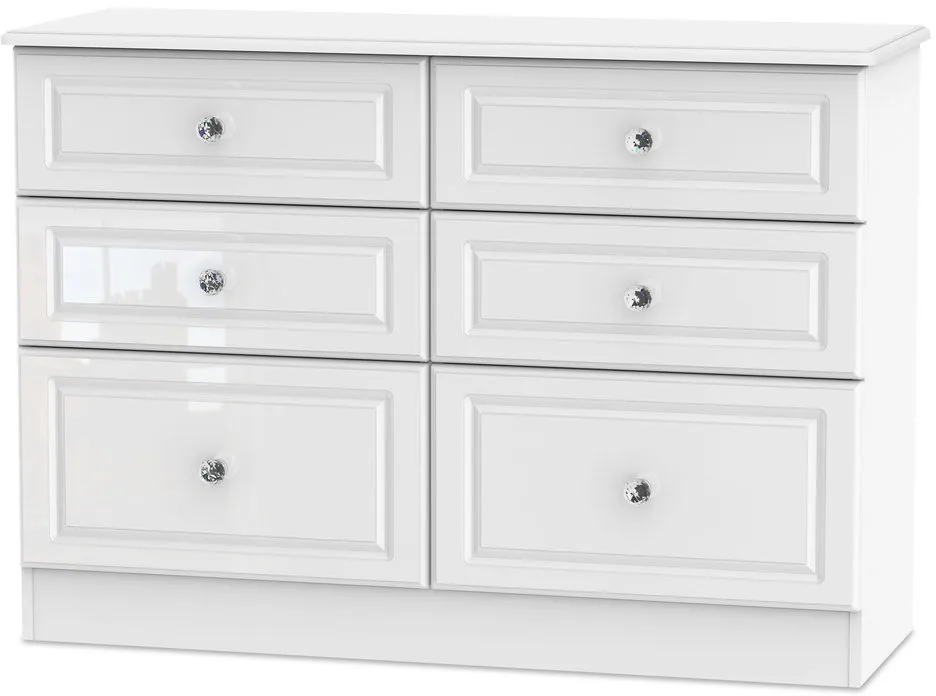 Welcome Welcome Balmoral White High Gloss 6 Drawer Midi Chest of Drawers (Assembled)