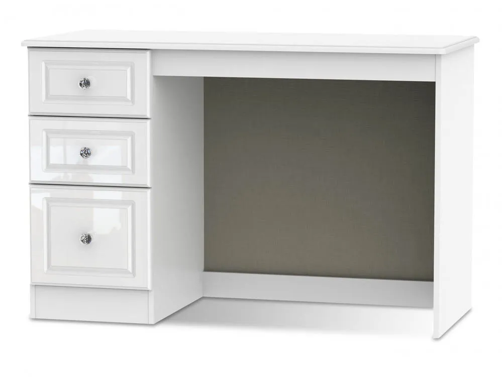 ASC Welcome Balmoral White High Gloss Single Pedestal Vanity Dressing Table (Assembled)