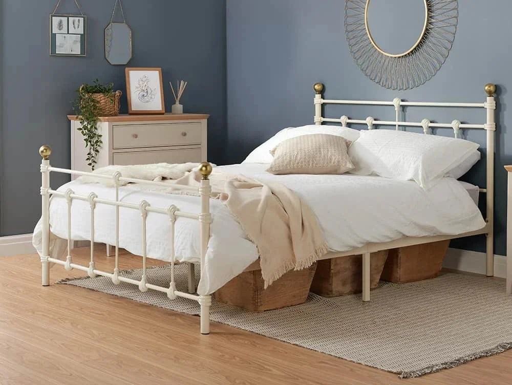 Birlea Furniture & Beds Birlea Atlas 4ft Small Double Cream Metal Bed Frame