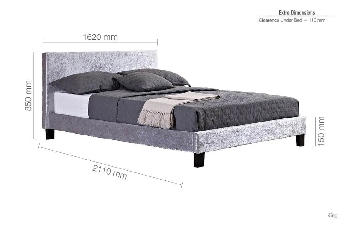 Birlea Furniture & Beds Birlea Berlin 5ft King Size Steel Crushed Velvet Glitz Fabric Bed Frame