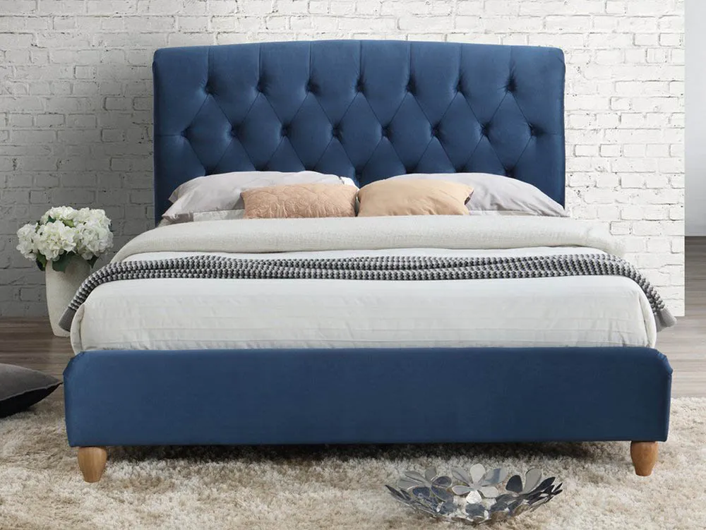 Birlea Furniture & Beds Birlea Brompton 5ft King Size Midnight Blue Fabric Bed Frame