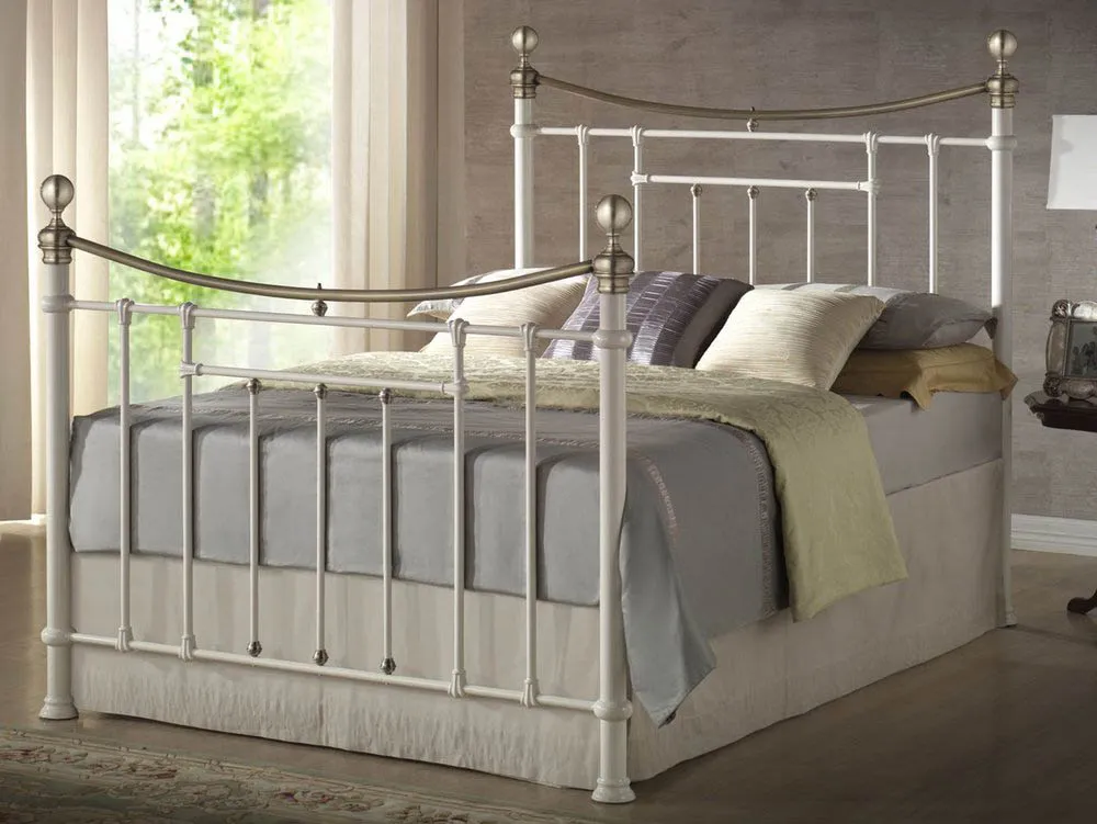 Birlea Furniture & Beds Birlea Bronte 4ft6 Double Cream and Antique Brass Metal Bed Frame