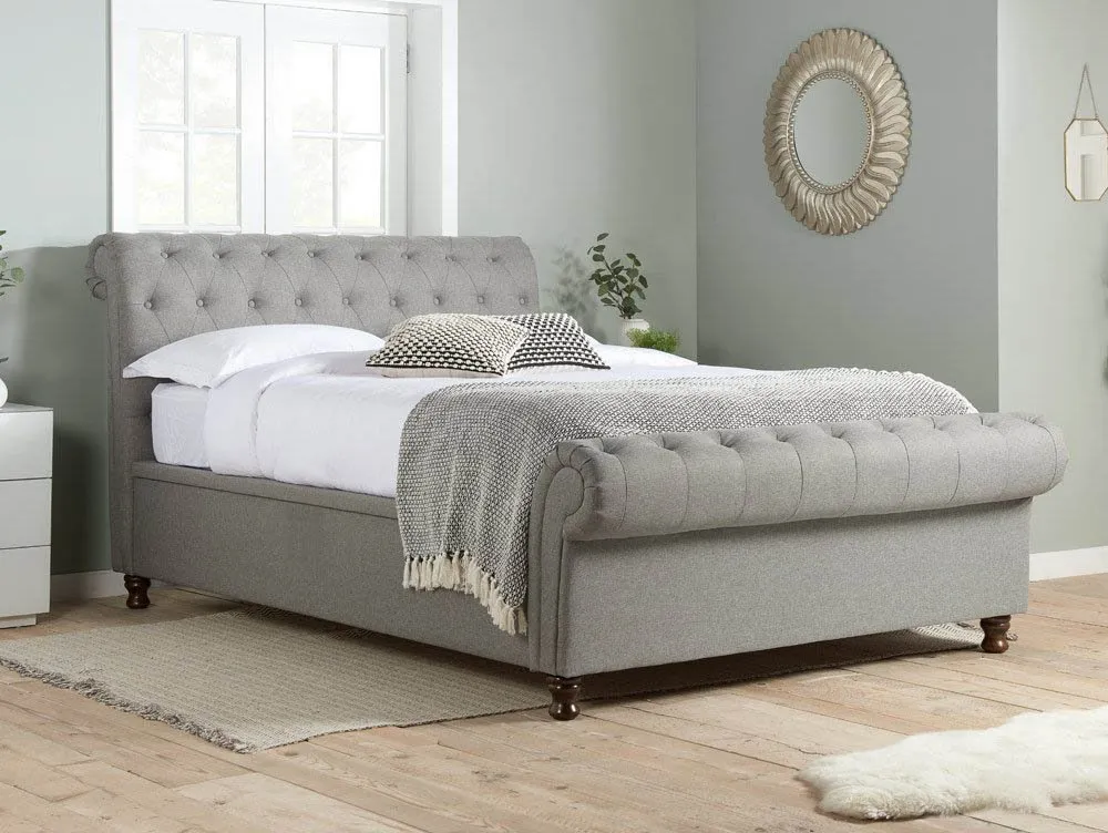 Birlea Furniture & Beds Birlea Castello 4ft6 Double Grey Fabric Bed Frame
