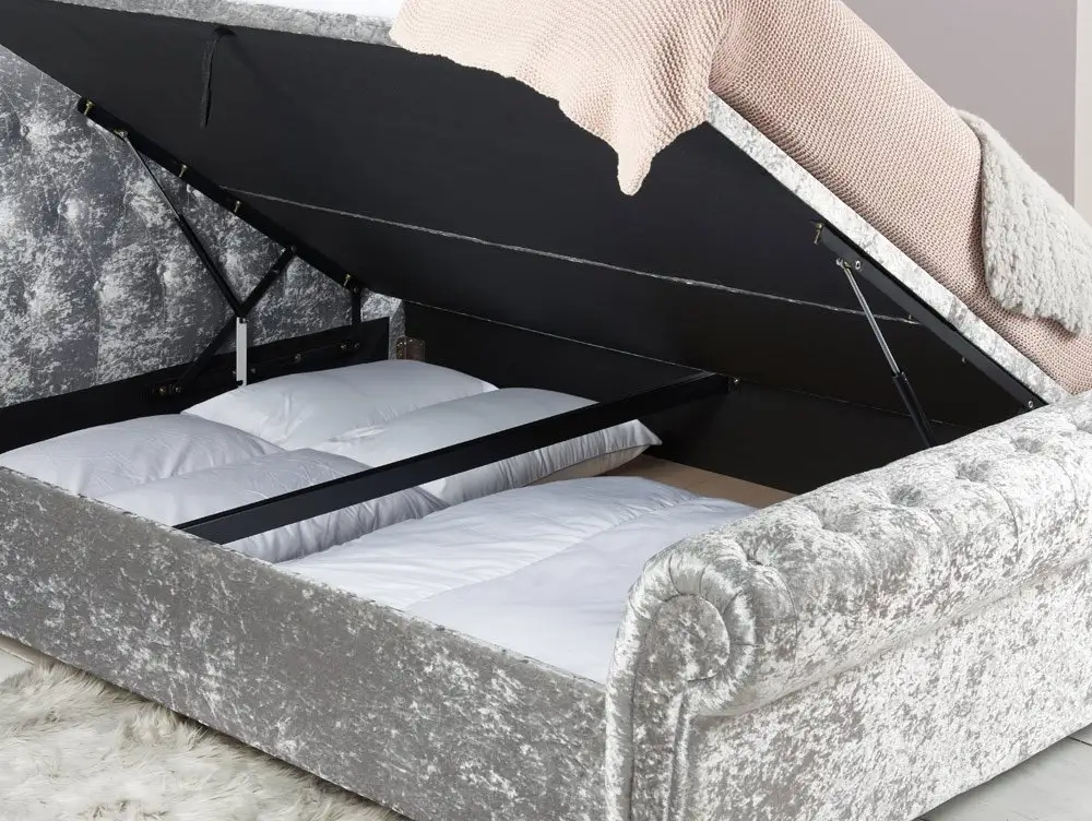 Birlea Furniture & Beds Birlea Castello 6ft Super King Size Steel Crushed Velvet Fabric Ottoman Bed Frame