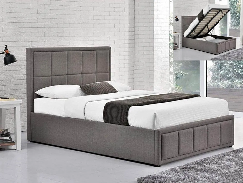 Birlea Furniture & Beds Birlea Hannover 4ft Small Double Grey Fabric Ottoman Bed Frame