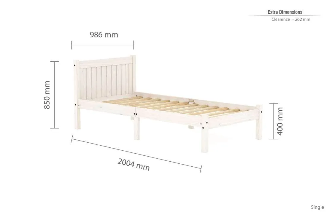 Birlea Furniture & Beds Birlea Rio 3ft Single Whitewash Wooden Bed Frame