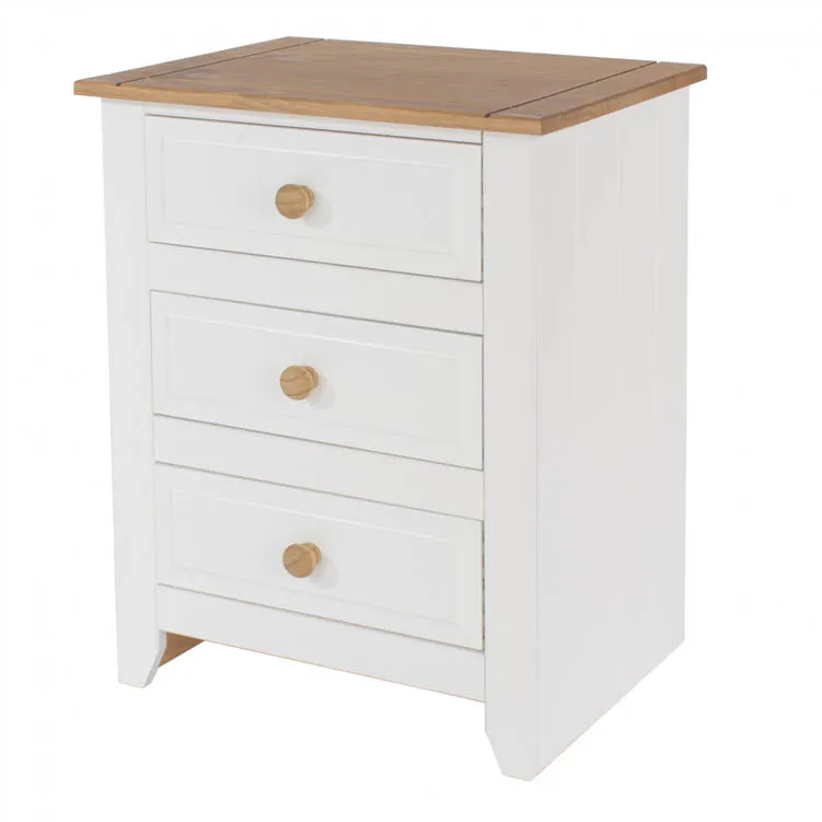 Core Products Core Capri White 3 Drawer Bedside Table