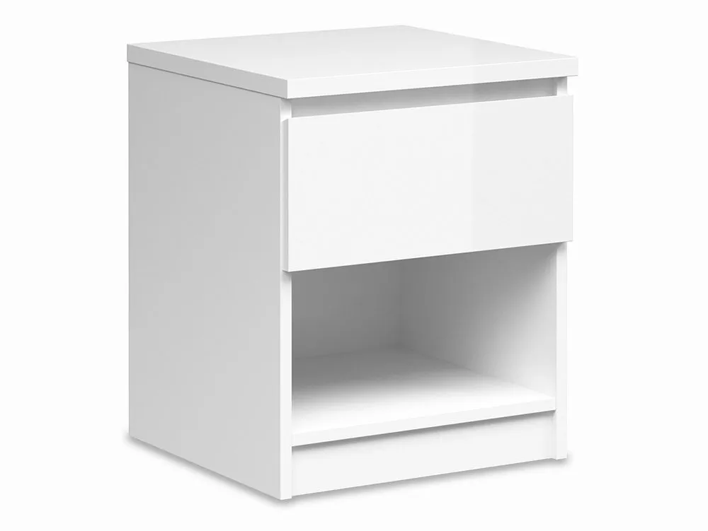 Furniture To Go Furniture To Go Naia White High Gloss 1 Drawer Small Bedside Table