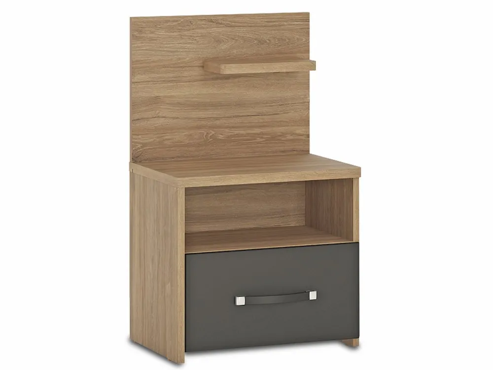 Furniture To Go Furniture To Go Monaco Stirling Oak and Black 1 Drawer Bedside Table (RHF)