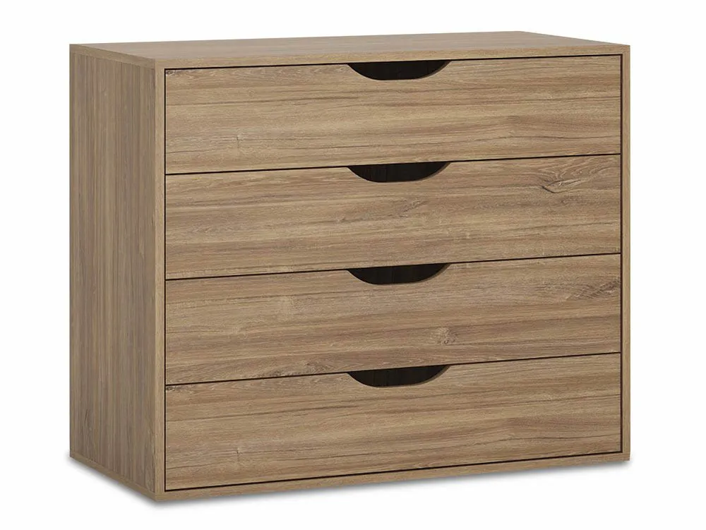 Furniture To Go Furniture To Go Monaco Oak and Black 4 Drawer Chest of Drawers