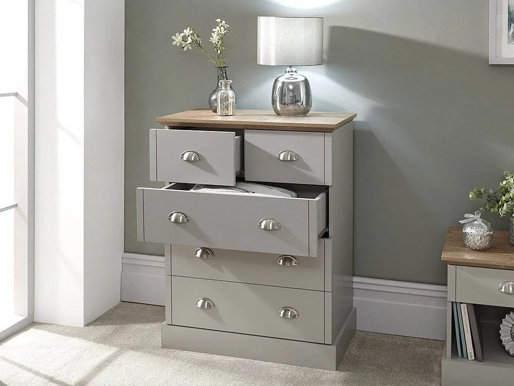 GFW GFW Kendal Light Grey and Oak 2+3 Drawer Chest of Drawers