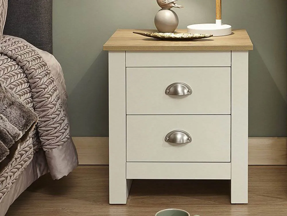 GFW GFW Lancaster Cream and Oak 2 Drawer Bedside Table