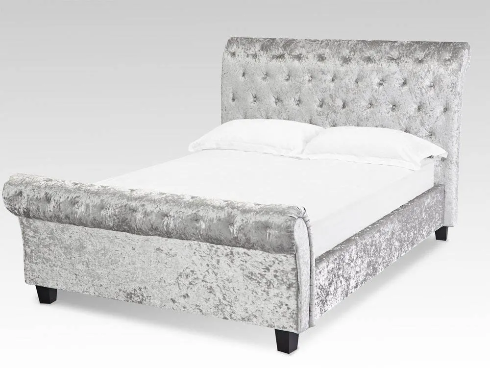 LPD LPD Isabella 4ft6 Double Silver Crushed Velvet Glitz Fabric Bed Frame