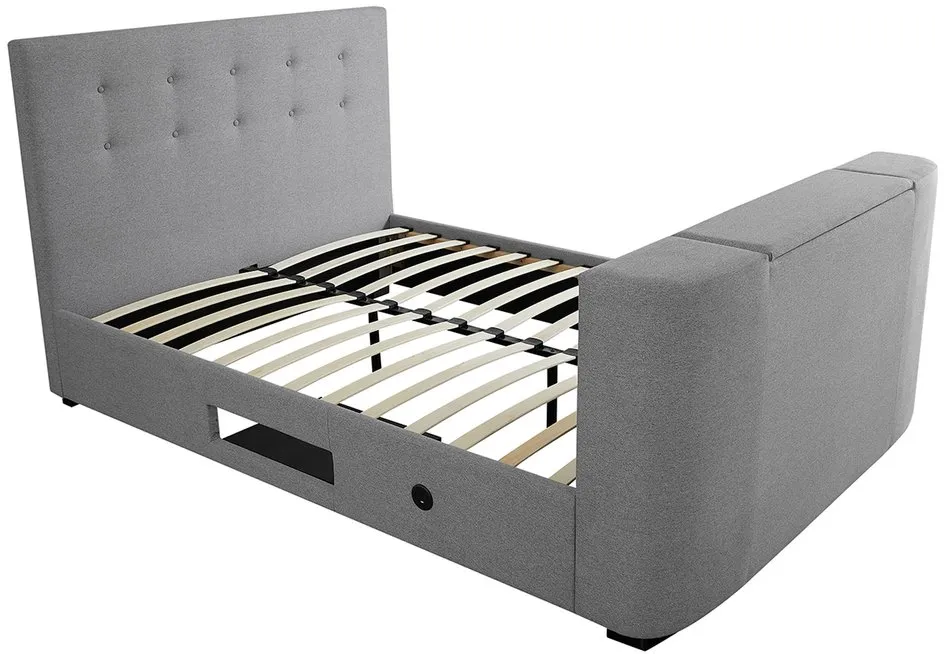 LPD LPD Mayfair 4ft6 Double Grey Fabric TV Bed Frame