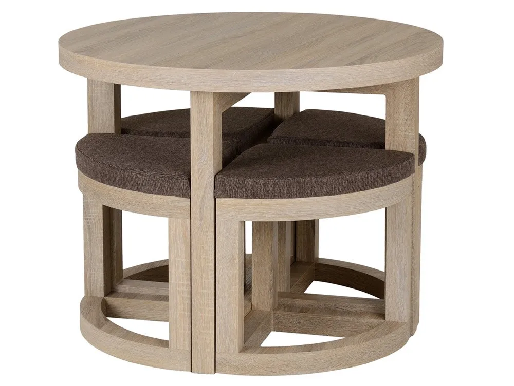 Seconique Seconique Cambourne Stowaway Light Oak Dining Table and 4 Stools Set