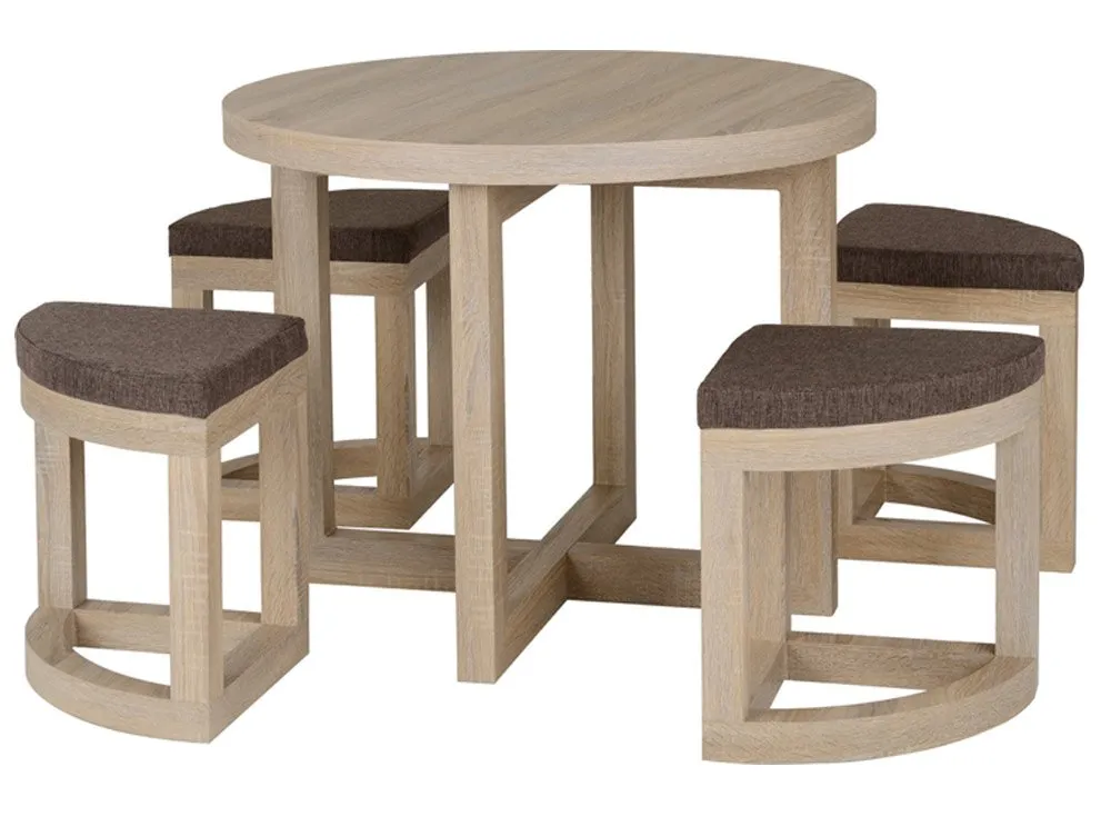 Seconique Seconique Cambourne Stowaway Light Oak Dining Table and 4 Stools Set