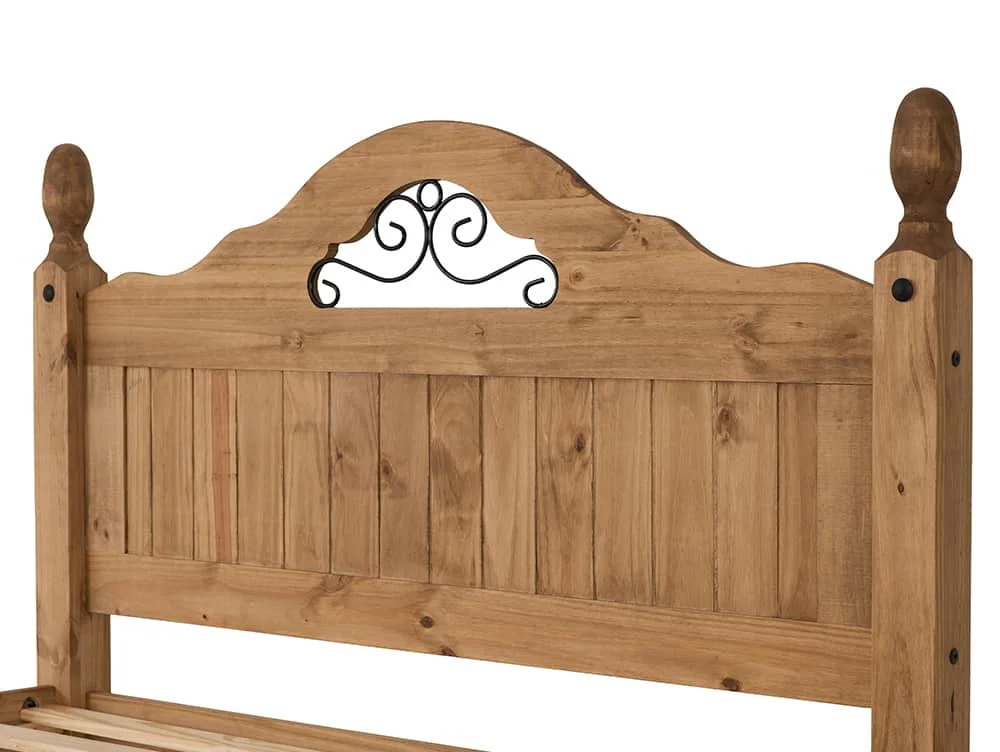 Seconique Seconique Corona Scroll 4ft6 Double Pine Wooden Bed Frame (High Footend)