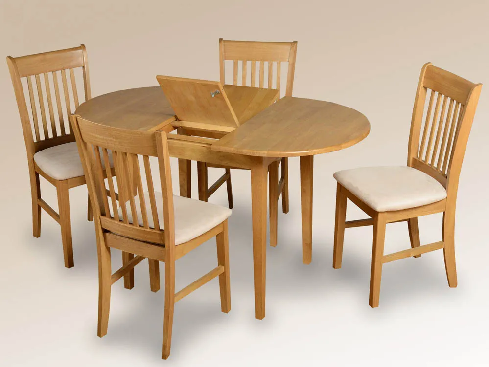Seconique Seconique Oxford 105cm Oak Extending Dining Table and 4 Chairs Set