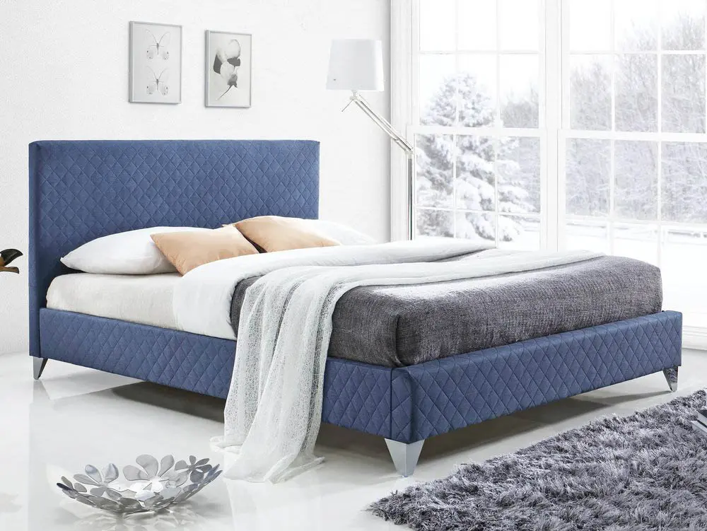 Time Living Time Living Brooklyn 4ft6 Double Blue Fabric Bed Frame