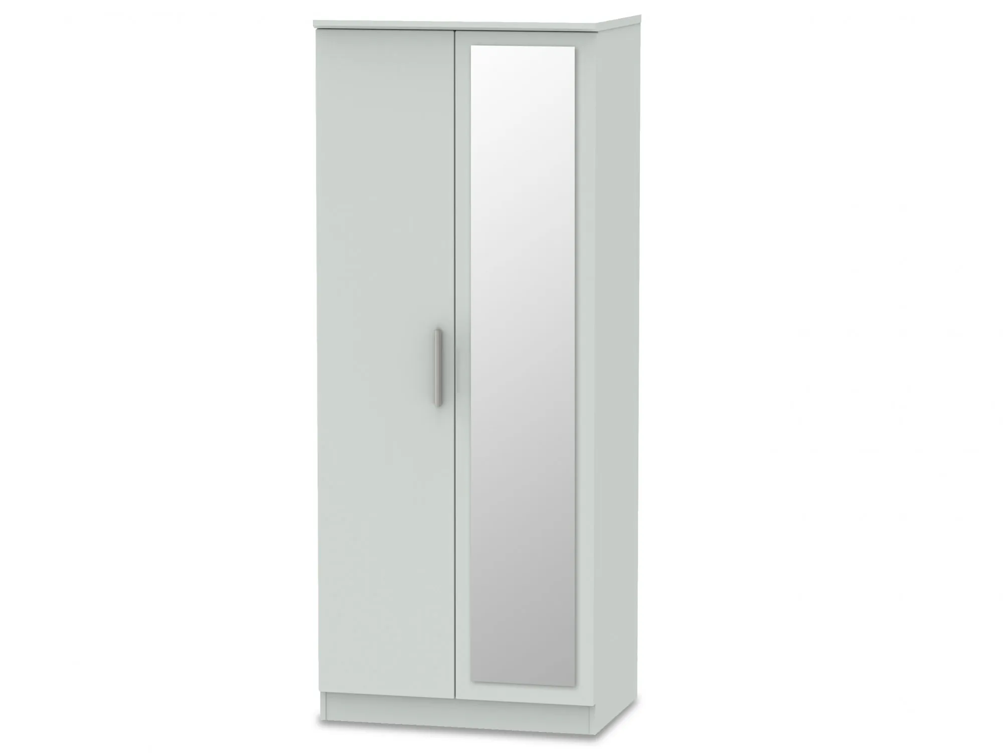 Welcome Welcome 2ft6 Knightsbridge Grey 2 Door Tall Mirrored Double Wardrobe (Assembled)