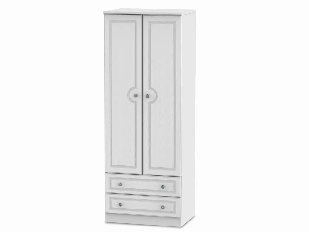 Welcome Welcome 2ft6 Pembroke White Ash 2 Door 2 Drawer Tall Double Wardrobe (Assembled)