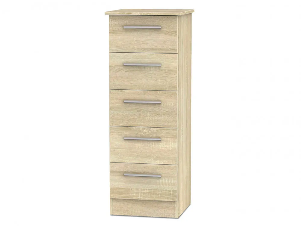 Welcome Welcome Contrast 5 Drawer Tall Narrow Chest of Drawers (Assembled)
