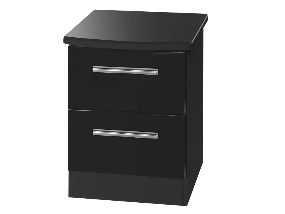 Welcome Welcome Knightsbridge Black High Gloss 2 Drawer Small Bedside Table (Assembled)