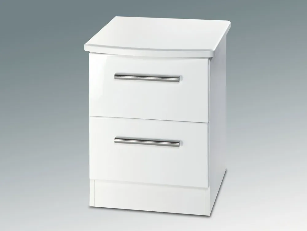 Welcome Welcome Knightsbridge White High Gloss 2 Drawer Small Bedside Table (Assembled)