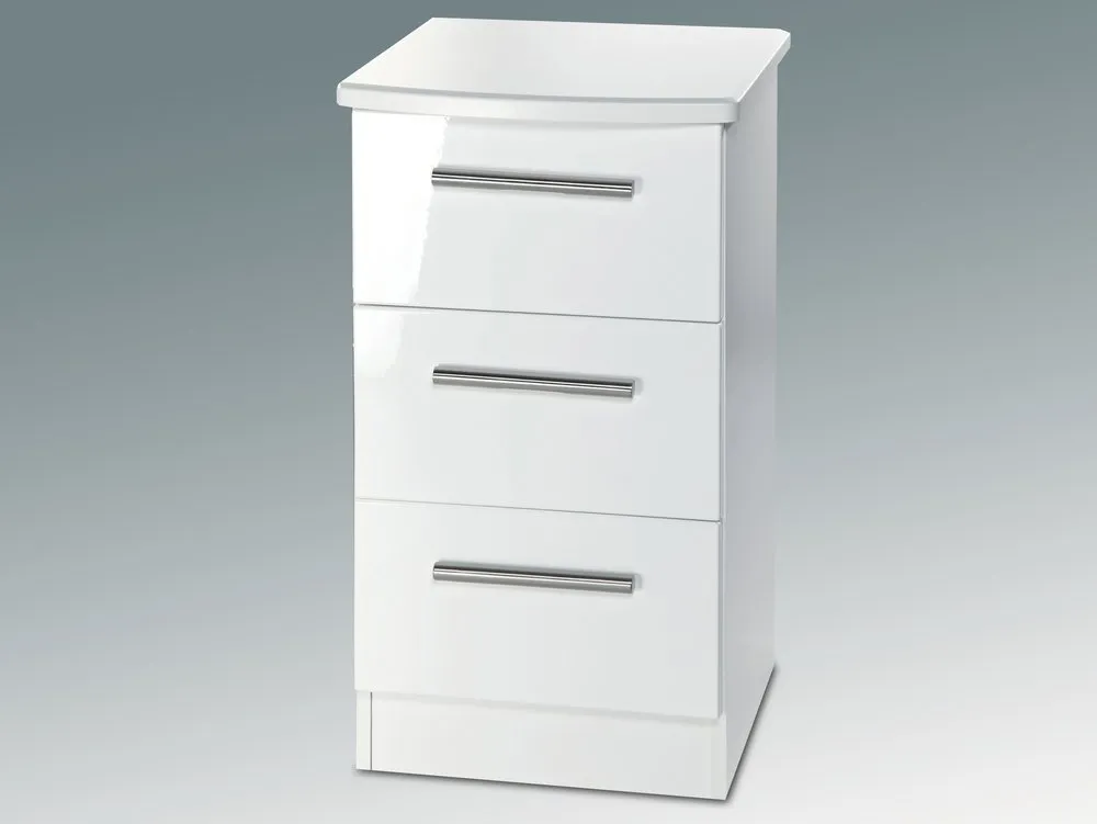 Welcome Welcome Knightsbridge White High Gloss 3 Drawer Bedside Table (Assembled)