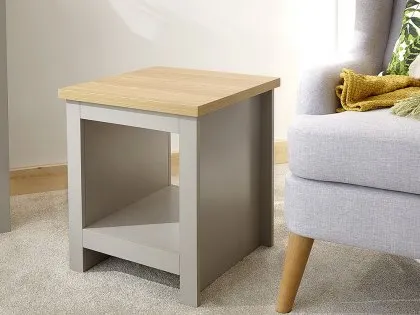 GFW Lancaster Grey and Oak Side Table with Shelf