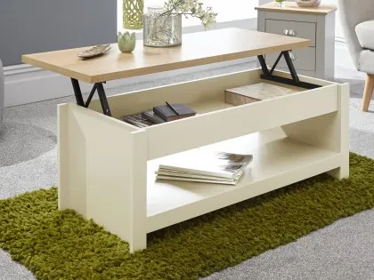 GFW Lancaster Cream and Oak Lift Up Coffee Table