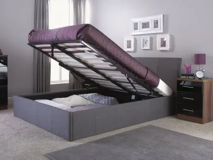 GFW Ascot 4ft6 Double Grey Fabric Ottoman Bed Frame
