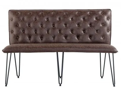 Kenmore Finlay Brown Faux Leather 140cm Dining Bench