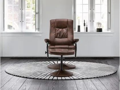 Birlea Memphis Tan Faux Leather Swivel Chair & Footstool