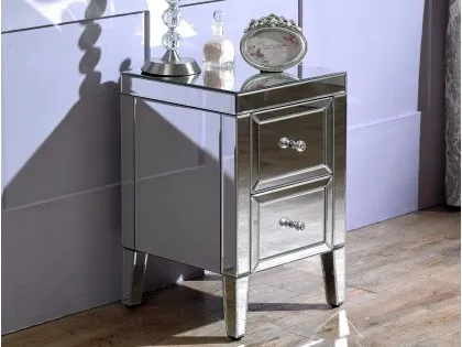 Birlea Valencia Mirrored 2 Drawer Bedside Table (Assembled)