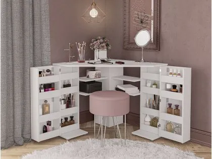 Birlea Olivia White Corner Dressing Table with Storage