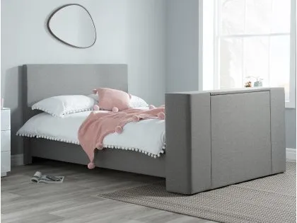 Birlea Plaza 5ft King Size Grey Fabric TV Bed Frame
