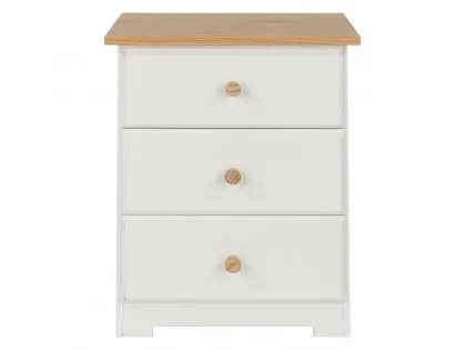 Core Colorado White and Oak 3 Drawer Bedside Table