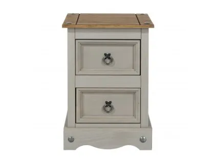 Core Corona Grey and Pine 2 Drawer Petite Bedside Table